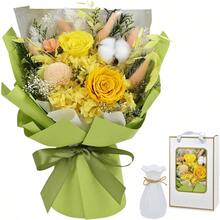 Ramo de flores preservadas flores para siempre ramo de rosas eternas para el dia de San Valentin dia de la madre Navidad regalos de cumpleaños con jarron (morado) - Verde - Ver 1