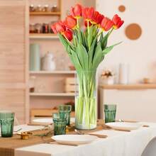 SUREAM 3 Packs Cylinder Vases For Centerpieces, 7.8/9.8/11.8 Inch Tall Clear Cylinder Candle Holder For Weeding, Non-Breakable Flower Vase For Dinner Table Party Living Room Office Bedroom Decor - 7.8/9.8/11.8inchH - View 7