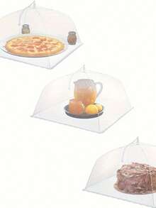 1pc Large Foldable Anti-Fly Mesh Food Cover, Collapsible Food Protector, White Vegetable Cover, Picnic Net, Large Dining Table Cover, Dust Cover, Kitchen Tool - Multicolor - View 3