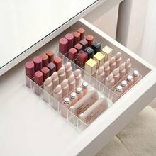 1/2pcs Transparent 7-Compartment Lipstick/Perfume/Cosmetic Storage Box, Makeup Organizer Tray - Multicolor - View 5