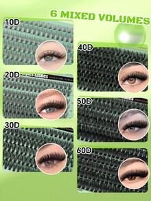 Thick Curly False Eyelashes & Adhesive Set - Green - View 12