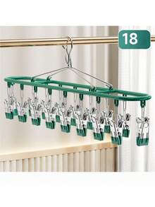 1个不锈钢袜子夹，带10-20个夹子，阳台晾衣架，多夹不锈钢防风防滑内衣晾衣架衣夹