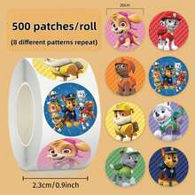 500pcs Paw Patrol Sticker Roll, Featuring Rubble, Chase, Rocky, Zuma, Skye, Everest, Tracker, Tuck, Ella, Rex, WildCat, Liberty Characters, Cute Cartoon DIY Decorative Stickers Suitable For Phone Cases, Laptops, Notebooks, Guitars, Cups, Stationery, Waterproof Stickers - Multicolor - View 7