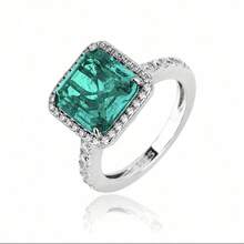 1pc Luxury Design, S925 Silver Ring, 9*9mm Paraiba Cubic Zirconia, Suitable For Engagement, Wedding, Anniversary, Party, Birthday Gift Rings - Paraiba - Xem 6