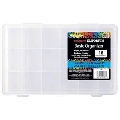 18 - Compartment Plastic Organizer Box Beads, Crafts And Jewelry Storage