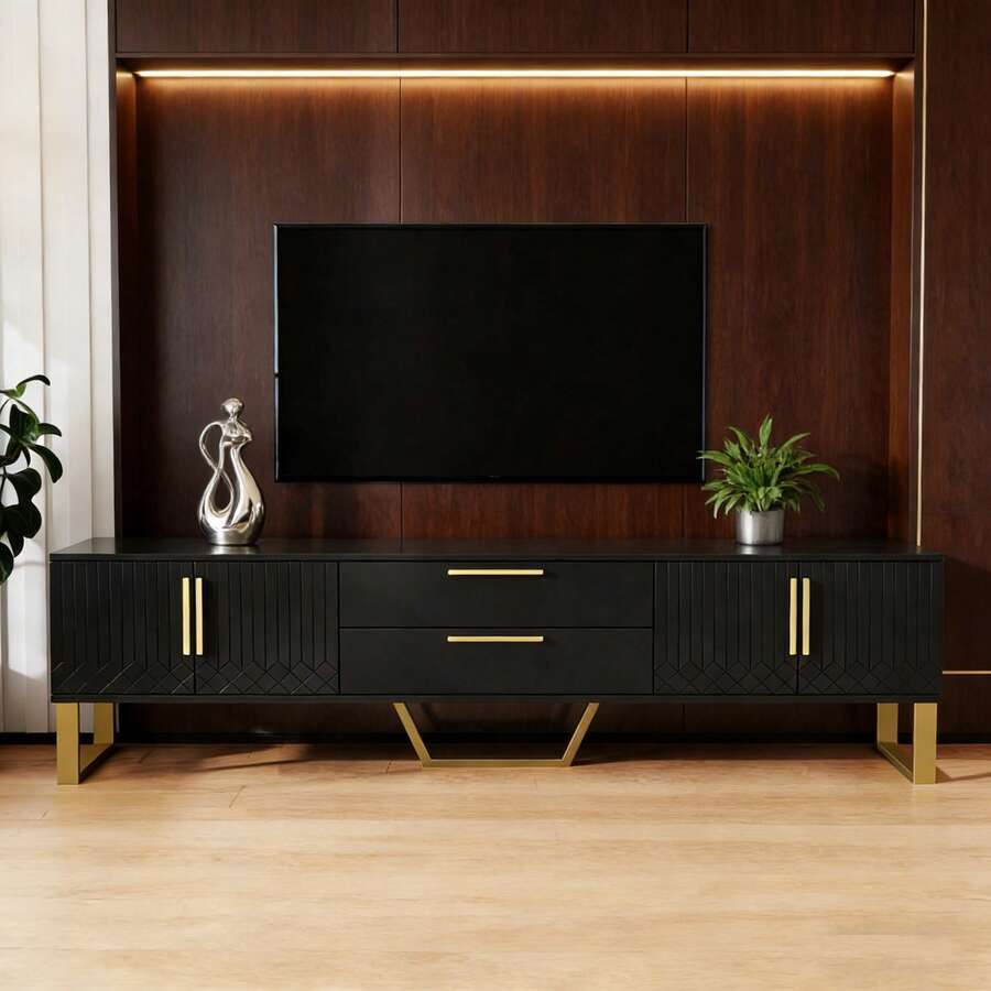 Television Stands & Entertainment Centers - Black + MDF + 60-69 Inches-1 - View 1