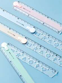 Folding Ruler, Colorful Plastic Ruler For Students, Geometric Drafting Drawing, Essential Stationery (Random Color) - Multicolor - View 3