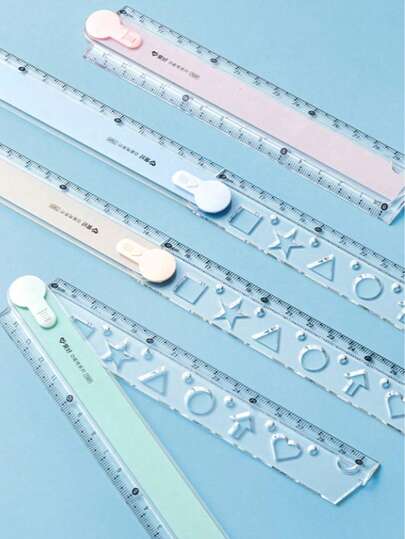 Folding Ruler, Colorful Plastic Ruler For Students, Geometric Drafting Drawing, Essential Stationery (Random Color)