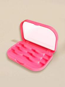 1 pieza Organizador de maquillaje rosa con espejo, estuche de almacenamiento portátil para pestañas, adecuado para viajes, oficina, dormitorio, baño, decoración del hogar, regalo para mamá, papá, amigos, maestros, cumpleaños, boda - Multicolor - Ver 5