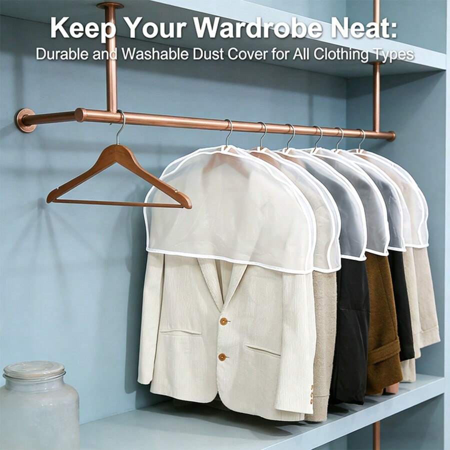 40pcs Thick Transparent Garment Dust Covers, Washable Plastic Suit Bags With Zipper Closure, Suitable For Home And Clothing Stores, Clothing Dust Covers