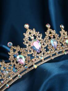 Women Girls Crystal Princess Bridal Headpiece Wedding Headpiece, Suitable For 15th Birthday Party, Pageant, Valentine's Day, Cosplay Costume - Gold Color - View 2