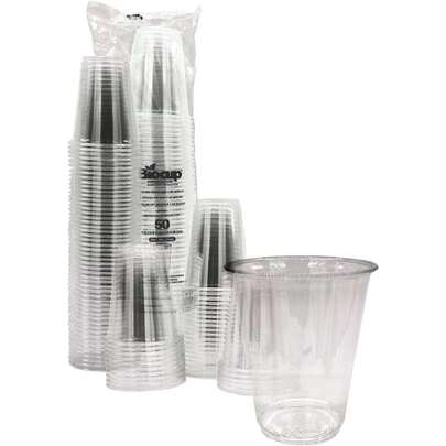 Vasos PET  7 Oz – Paquete con 50 Piezas | Vasos Resistentes y Reciclables para Bebidas Frías | Prácticos, Apilables y de Fácil Almacenaje (VTP7P),37441269