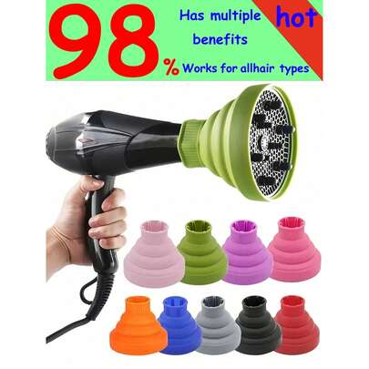 1/2 pezzi Diffusore universale per asciugacapelli in silicone, regolazione della temperatura, resistente al calore, adatto alla maggior parte degli asciugacapelli, design pieghevole e portatile, ideale per uso domestico, salone e cura dei capelli durante i viaggi