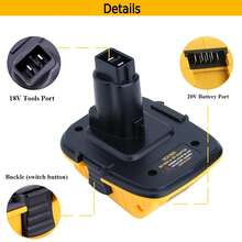1-Pack/2 Packs DCA1820 Adapter Compatible With Dewalt 18v To 20v Adapter, Compatible With Dewalt 20V Max Battery To Repalce For Dewalt 18V XRP NiCad NiMh Battery DC9096 - Mustard Yellow - View 7
