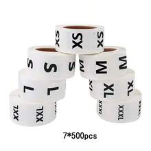 7 Sizes 3500pcs Clothing Size Stickers, Round Clothing Size Labels (XS, S, M, L, XL, XXL, XXXL)