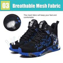Essential For Outdoor Work- Four Seasons Style Blue Steel Toe Safety Boots For Men Women,Lightweight Work Sneakers Blue Up Steel Toe High Top Boots,Anti-Smash Anti-Puncture New Safety Boots Men Fashion Men Sport Safety Boots Blue,Indestructible Construction Working Boots,Safety Protective Outdoor Security Boots Blue , Comfortable Breathable Steel Toe Work Shoes For Men,Fashionable Safety Shoes Suitable For Construction Sites Under Harsh Working Conditions, Carpenters Iogging, Car Repairs And Outdoor Workers.,Fashionable Blue All-Season Shoes For Warehouse, Outdoor, Restaurant, Delivery & Training Use - 藍色 - 查看 4