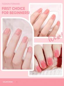 peacecolor 1瓶10毫升粉色水晶透明果冻凝胶指甲油，玻璃瓶装半透明凝胶指甲油，持久凝胶指甲油，适合女性美甲沙龙DIY，节日礼物 - 彩色 - 查看 4