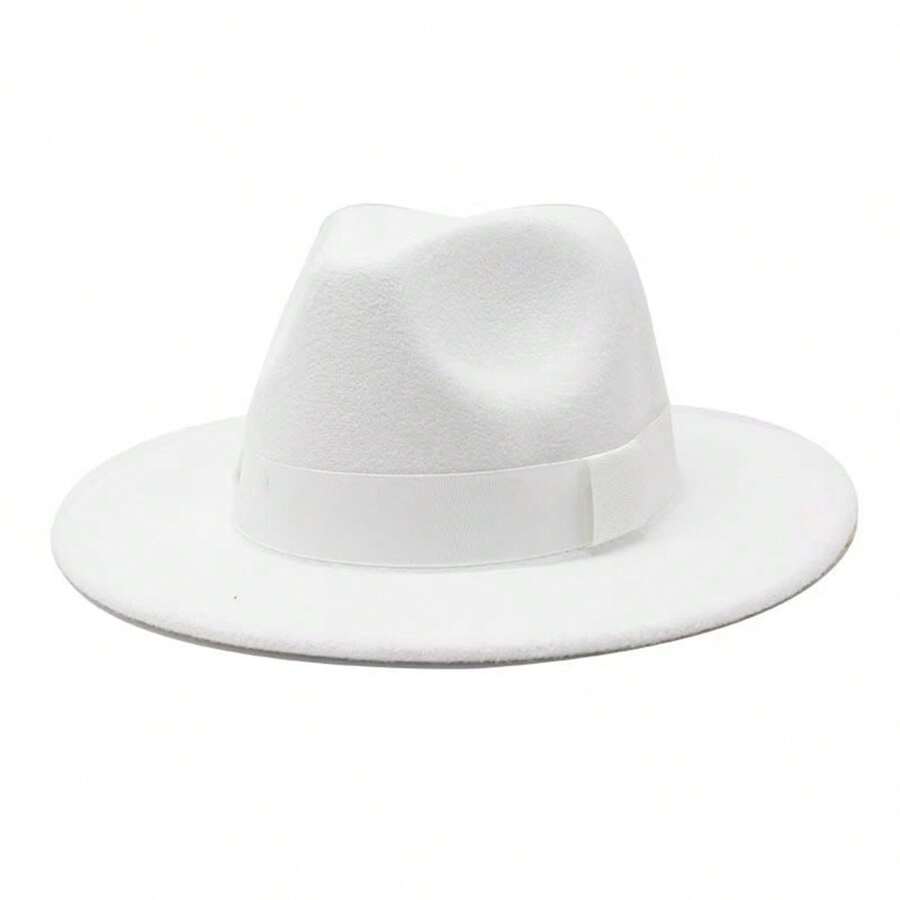 Women Men Top Hat, Vintage Elegant Soft Wide Brim Hat Jazz Hats For Casual Party - 白色 - 查看 1