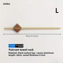 Toallero de madera de nogal ajustable y deslizante, disponible en dorado o negro - Ideal para la decoración y el almacenamiento del baño, sin necesidad de perforar/ajuste universal, fácil instalación - Estilo minimalista y de lujo, duradero, barra de toallas montada en la pared, accesorio de baño creativo - Multicolor - Ver 11