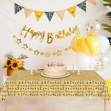 1pc/2pcs/4pcs Spooky Rustic Alphabet Decorations Retro Scary House Tablecloth Retro Colorful Light Bulbs Party Table Cover ForBirthday Stranger Party Supplies - Multicolor - View 5