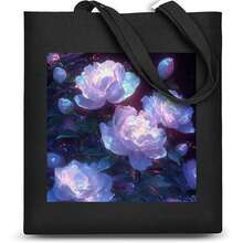 1pc 35*40cm(14*16 Inch) Delicate Flowers Shopping Bag, Sturdy Grocery Tote With Fixed Shoulder Straps For Grocery & Library Use - Multicolor - View 3