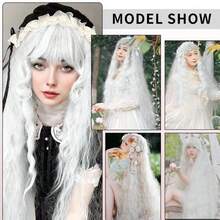 40 Inch Long Wavy Wig Extra-Long Wig With Bangs For Women Available In A Variety Of Colors Cosplay Wig Bounce Fluffy For Halloween Party Daily Use - White - View 8
