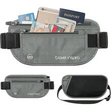travel inspira Cinturón de Viaje Antirrobo con Protección RFID, Cremallera Segura y Bolsa Oculta para Pasaporte | Organizador Ultradelgado de Dinero en Efectivo | Viaje  y Ligero para Turistas - Gris - Ver 2