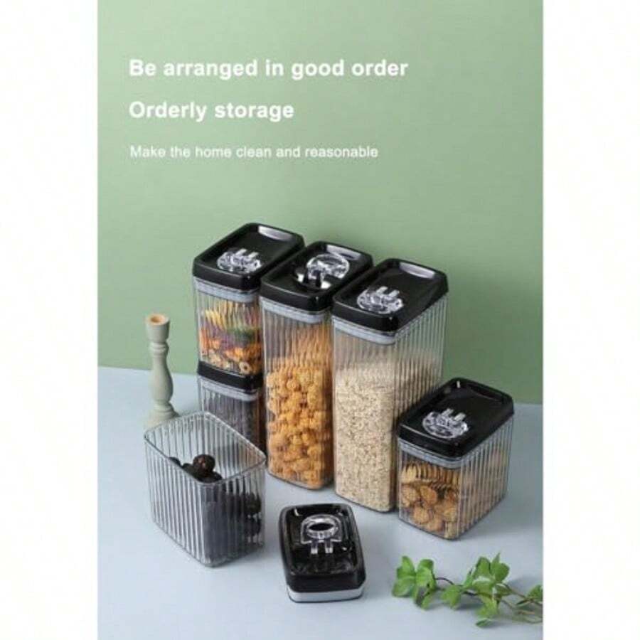 Recipientes herméticos almacenar alimentos 6 piezas contenedores organizador cocina alacena diseño corrugado elegante sin BPA - como en la foto - Ver 1