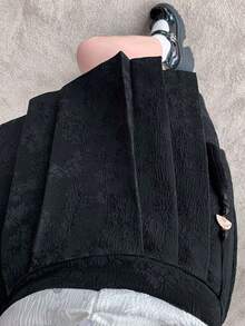 Tres dimensiones patrón de diseño sentido primavera y el verano de cintura elástica falda plisada cintura alta jacquard de moda de color sólido bustier falda shorts mujer - Negro - Ver 2