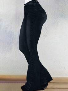 Women's Jeans, Y2K Fashion Women's Wear, Casual And Versatile Flared Pants, Mid-Waist > Straight-Leg Pants, Suitable For All Seasons, Ideal For Outdoor Wear, Cocktail Parties, Parties, Christmas, Nightclubs, Banquets, Film Festivals, Cinemas, Balls, Cocktail Parties, Bars, Weddings, Graduation Ceremonies, Homeships, Birthday Parties, Rebellious Girls, Festival-Themed Parties, Outdoor Wear, Streetwear, Fashion Shows Date, Valentine's Day, Going Out To Work University, School, Village, Concert, Street Girl, Girl, Country Style Women's Clothing, The Best Woman For Going Out, Women's Vacation Clothing, Country Concert - 深灰 - 查看 4