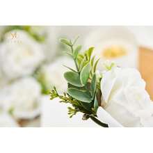 Ivory Rose Boutonniere For Men,Set Of 6,Groom And Best Man Boutonnieres With Artificial Flower,For Wedding Ceremony Anniversary, Formal Dinner Party, Fall Vintage Rustic Marriage Prom,White#2Boutonniere(Setof6) - 白色#2胸花(6件套裝) - 查看 9