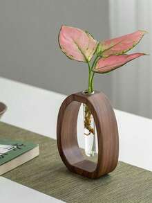 1 chiếc bình hoa thủy canh bằng gỗ thủ công trong suốt, kiểu dáng ống nghiệm, bình hoa gỗ cổ điển, có thể dùng để cắm hoa tươi, cây xanh hoặc hoa khô, trang trí nhà cửa, trang trí bàn làm việc, trang trí phòng ngủ, món quà hoàn hảo, quà tặng ngày Valentine, thích hợp cho phòng trà, phòng học, văn phòng, phòng khách và phòng ngủ. - màu óc chó - Xem 7