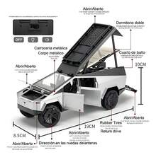TendenciaCarros De Colección Camioneta Tesla Metálica Cyberpunk 1:32Calidad premium - Plateado - Ver 2