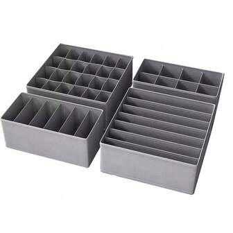 1pc/4pcs Set Foldable Closet Organizer Storage Boxes, Includes Collapsible Fabric Baskets And Storage Cubes, Portable Drawer Dividers For Clothes, Underwear, Bras, Ties, Accessories, Socks, Scarves, Leggings, T-Shirts, Jeans And Winter Wear | Ideal For Bedroom And Home Organization (Can Store Ladies Dresses, White T-Shirts, Black Pants)