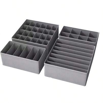 1pc/4pcs Set Foldable Closet Organizer Storage Boxes, Includes Collapsible Fabric Baskets And Storage Cubes, Portable Drawer Dividers For Clothes, Underwear, Bras, Ties, Accessories, Socks, Scarves, Leggings, T-Shirts, Jeans And Winter Wear | Ideal For Bedroom And Home Organization (Can Store Ladies Dresses, White T-Shirts, Black Pants)