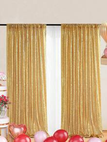 4pcs Shiny Sequin Party Background Cloth Curtains, Birthday Decorations, Birthday Banner Birthday Background Cloth, Birthday Party Supplies, Reuse Curtains For Home Decor, Wedding Decor, Babe Shower Decor, Daily Use And Party, Wedding Decorations, Wedding Supplies, Party Faovors, Birthday Gifts, ,Wedding Arch Fabric - Multicolor - View 4