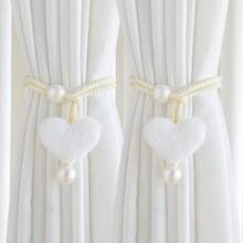 2pcs Elegant Curtain Tiebacks - Soft Pink & White Window Decor With Heart-Shaped Design, For Living Room, Bedroom, Cafe - Polyester Window Treatments For Modern Home Decoration, Curtain Tiebacks For Living Room, Bedroom Accessories