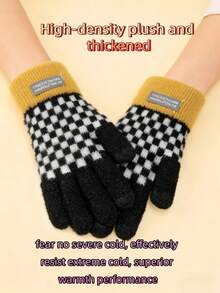 1 paire de gants tricotés bicolores à carreaux, chauds et compatibles avec les écrans tactiles, convenant pour le port quotidien, les étudiants universitaires, le cyclisme, les fêtes, les occasions décontractées. Peuvent être offerts comme cadeaux de vacances à des amis et à la famille. Gants d'hiver essentiels pour les activités extérieures, les sports et le cyclisme. - Multicolore - Voir 8