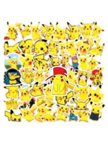 50pcs Waterproof Vinyl Pokemon Pikachu Stickers - Cute Cartoon Patterns, Suitable For Children's Notebooks, Water Bottles, Scrapbooks, Etc.