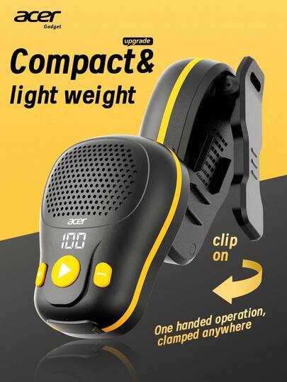 Altavoz inalámbrico portátil Acer OSK248, altavoz mini con clip, micrófono para llamadas, sonido estéreo envolvente, batería de hasta 18 horas, perfecto para deportes, ideal para reuniones al aire libre, senderismo, ciclismo, recomendación de regalo