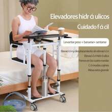 Silla De Transferencia Traslado Baño Con Comodo Hidraulica - Negro - Ver 5