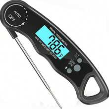 Meat Thermometer Digital Instant Read Thermometer Ultra-Fast Cooking Food Thermometerwith 4.6" Folding Probe Calibration Function for Kitchen Milk Candy, BBQ Grill, Smoker - Negro - Ver 1