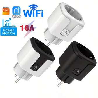 2 enchufes inteligentes WiFi con monitoreo de energía, control por voz a través de Alexa y Home, acceso remoto, función de temporizador y programación, dispositivo inteligente montado en la pared de 16A, enchufe europeo, compatible con la aplicación Smartlife, automatización del hogar, diseño elegante, conectividad versátil