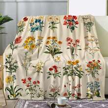 A Comfortable Bohemian Vintage Wildflower Blanket,Super Soft Flannel Printed  Blanket,As Birthday Gifts, Family, Wedding, Souvenir Blankets, Polyester Blankets Suitable For All Seasons, Washable, Machine Washable, Lightweight, Breathable, Comfortable, Warm, Unique, 280gsm For Him, Her Personalized Ideal Gifts For Her, Him, Family, Boyfriend, Girlfriend, Father, Family, Mother, Lover, Daughter, Son, Grandfather, Grandmother, Teacher,Doctor, Nurse,Friend, Classmate, Pet.Perfect Nap, Camping, Travel, Home, Daily Life, Office Decoration, Birthday, Anniversary, Valentine's Day, Thanksgiving, Graduation Season,Christmas, Halloween, Mother's Day, Father's Day, Wedding, New Year Gifts ,Sofa,Bed,Car,Bedroom,Living Room,Office,  Outdoor Camping, Beach,Wall Decoration - Nhiều màu 23 - Xem 4