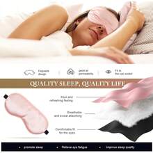 Euuztu Sleep Silk Eye Sleeping, Soft Blackout Eye Women Men, Adjustable Straps, Suitable Travel, 3 Pack, Black-Purple-Navy,8.86 * 4.92 Inches - 黑灰藏青色 - 查看 5