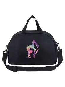 这款印花舞蹈主题手提包时尚百搭，设计甜美可爱。它既可以作为手提包/单肩包，也可以作为休闲旅行包或运动/健身包。采用尼龙材质，拉链封口。适合日常使用、外出、健身、游泳、跳舞和上课等场合。是圣诞节或生日的绝佳礼物。