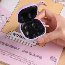 DO AS YOU WISH غطاء سيليكون + فرشاة تنظيف مناسبة ل- Galaxy Buds Live/Buds Pro/Buds 2/Buds2 Pro/Buds FE 5 موديلات، مع خطاف للتعليق، مادة السيليكون توفر قبضة مريحة، غطاء واقي بلون صلب جميل - ارجواني فاتح - مشاهدة 8