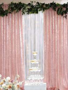 1 pieza Tela de fondo con lentejuelas brillantes de color oro rosa para fiesta, decoraciones de cumpleaños, pancarta de cumpleaños, suministros para fiesta de cumpleaños, reutilizable como cortinas para decoración del hogar, decoración de boda, decoración de baby shower, uso diario y fiestas, decoraciones de boda, suministros de boda, recuerdos de fiesta, regalos de cumpleaños, tela para arco de boda - Oro rosa - Ver 2