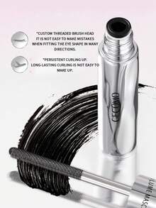 2Pcs Lengthening & Curling Waterproof Mascara, Smudge-Proof, Defines Lashes, Daily Eye Makeup Perfect Birthday & Valentine's Day Gift - 黑色 - 查看 2