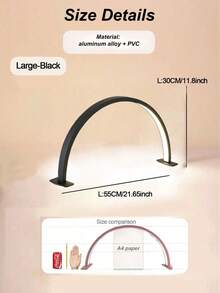 1pc Portable Semi-Circle LED Light, Size 21.56 Inch/15.35 Inch, White/Pink/Black, With Control Button, USB Powered, 3-Color Dimmable, Suitable For Manicure, Eyelash Extension, Tattoo And Skincare, Can Be Used As Beauty Salon Lighting - Multicolor - View 12